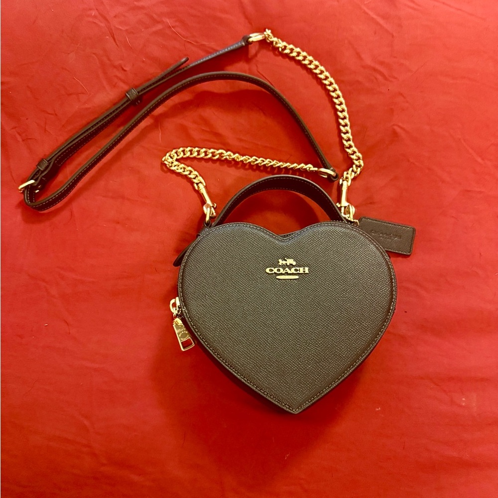 COACH Heart Crossbody Bag black/gold